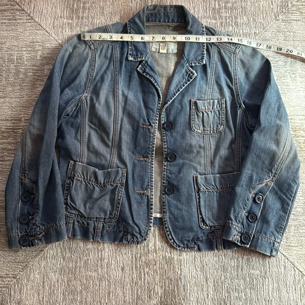 Vintage ABERCROMBIE & FITCH Distressed Destroyed Long Sleeve Jean Jacket Medium